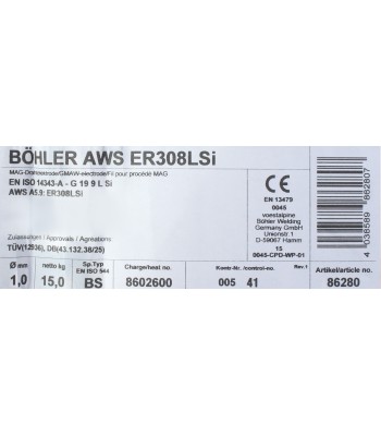 Bohler MIG drut spawalniczy 308LSi chromowo-niklowy 1.0X15kg szpula (cena za 1 szpulê)