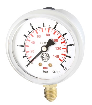 Manometr 63mm GLICERYNA 1/4" dolny 10bar