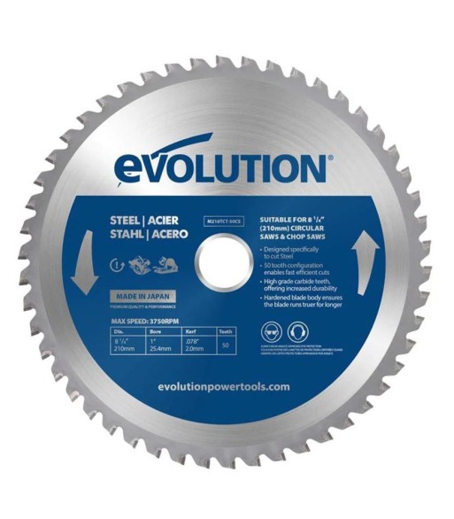Piła widiowa TCT do cięcia stali Evolution 210mm / 50z do pilarek